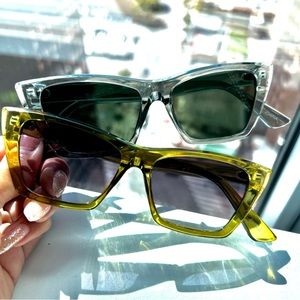 Victoria Clear Square Cat Eye Frame Acetate Sunglasses